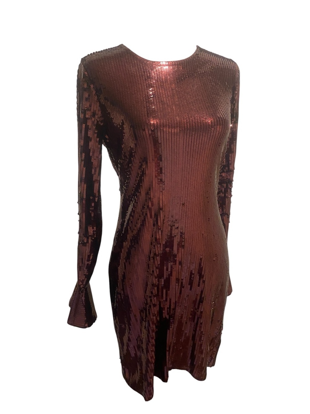 Michael Kors Women’s Sequin Long Bell Sleeve Party Metallic Mini Dress new M - Picture 7 of 16